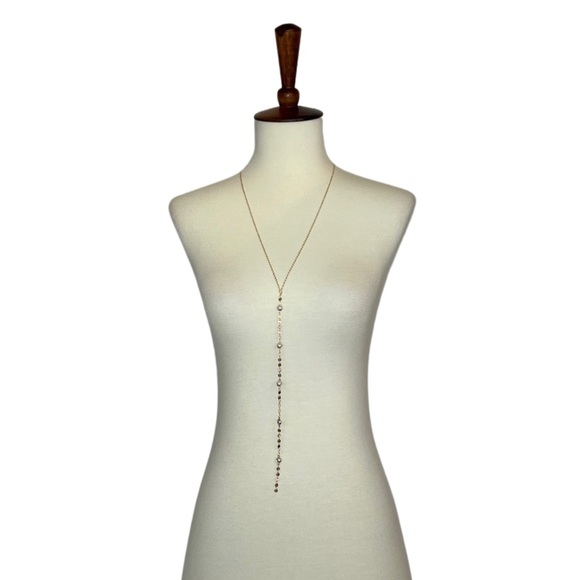 Long Tassel Pearl and Round Disc Necklace - Picture 5 of 16